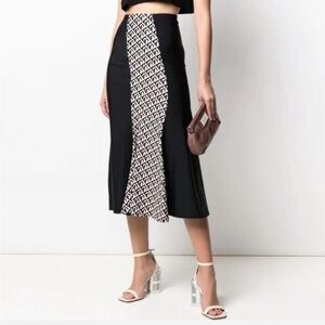 Marine Serre Black and Cream Maxi Skirt